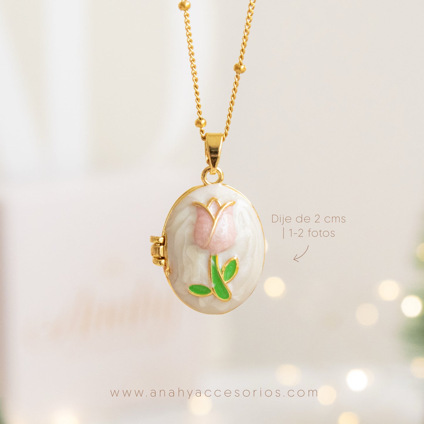 Relicario Tulipán oval