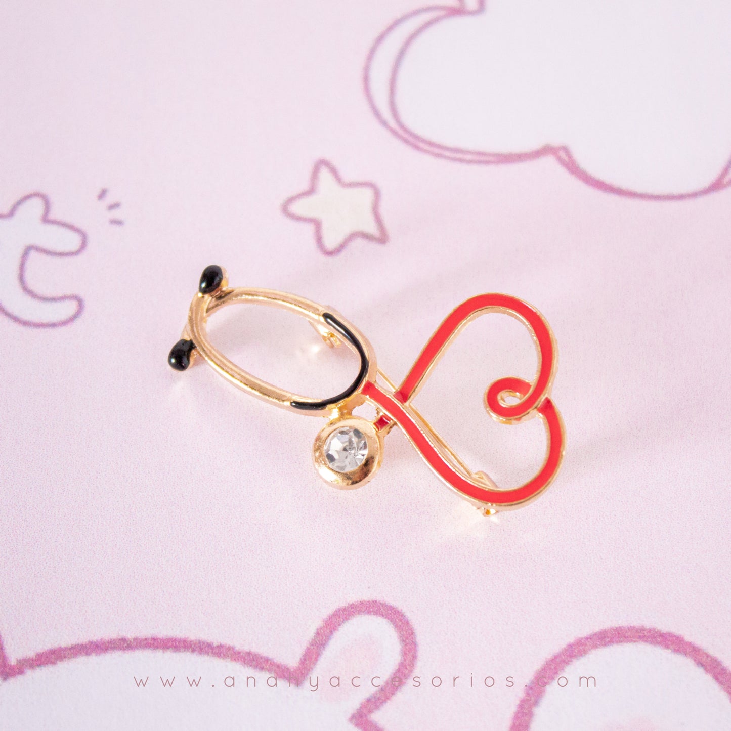 Pin Estetoscopio rojo