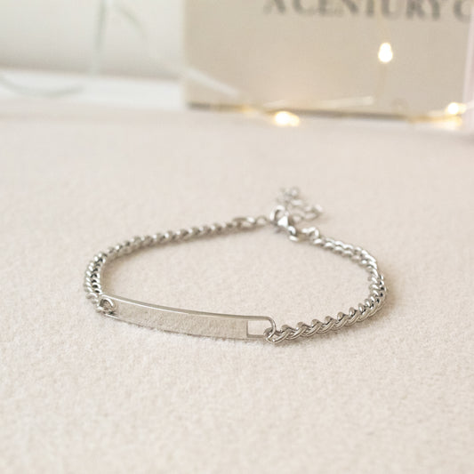 Pulsera plateada fina | Negra grande
