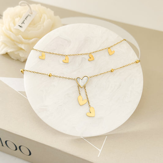 Tobillera doble corazones
