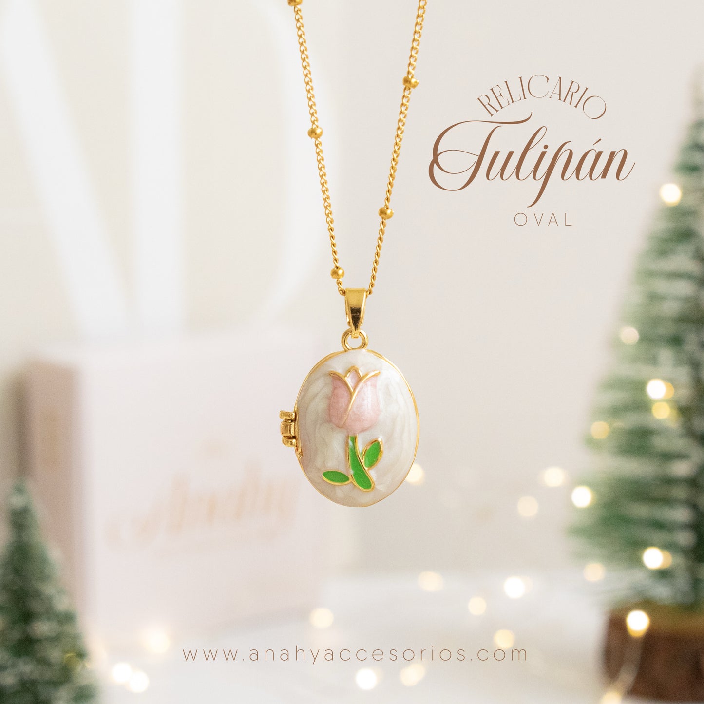 Relicario Tulipán oval