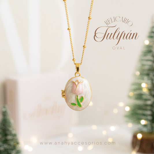 Relicario Tulipán oval