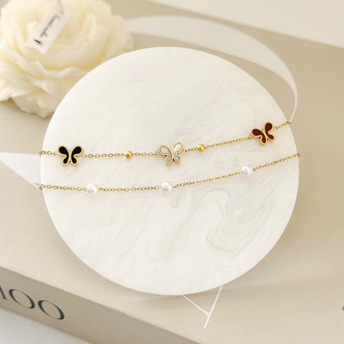 Tobillera doble mariposa