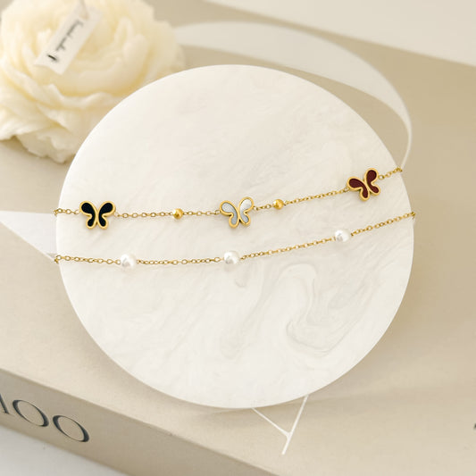 Tobillera doble mariposa