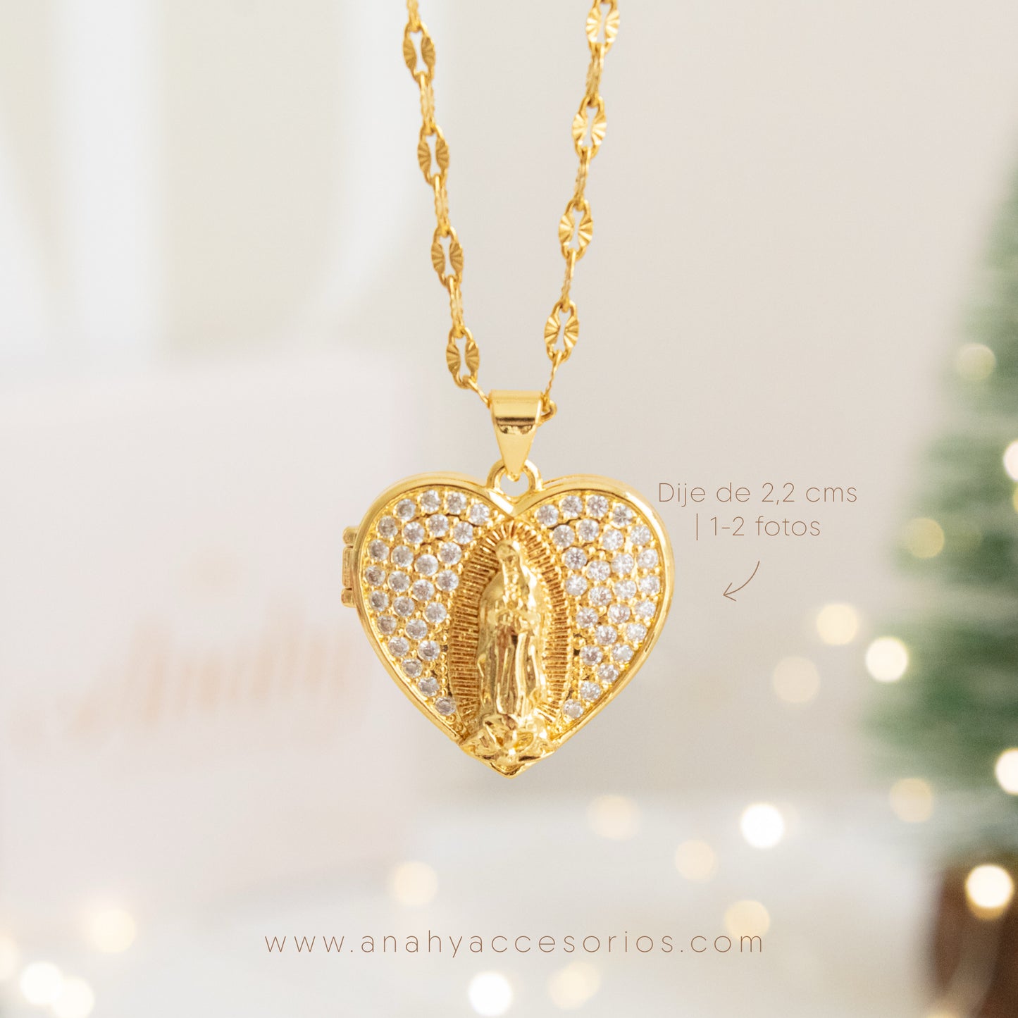 Relicario de corazón Virgen de Guadalupe