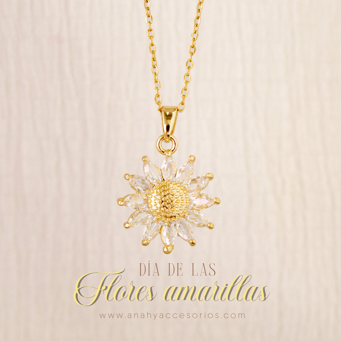 Cadena Girasol cristal y gold