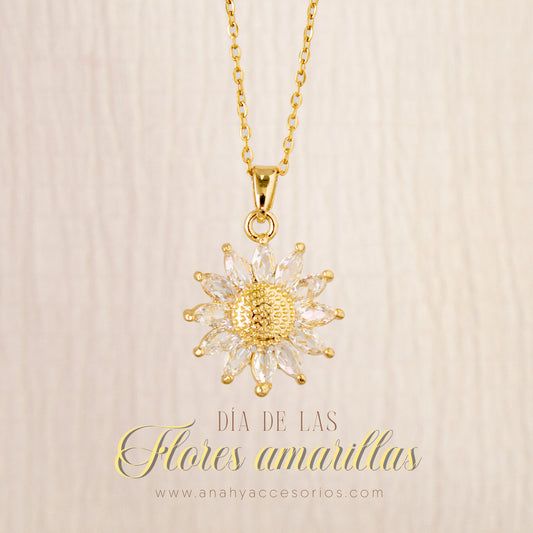 Cadena Girasol cristal y gold